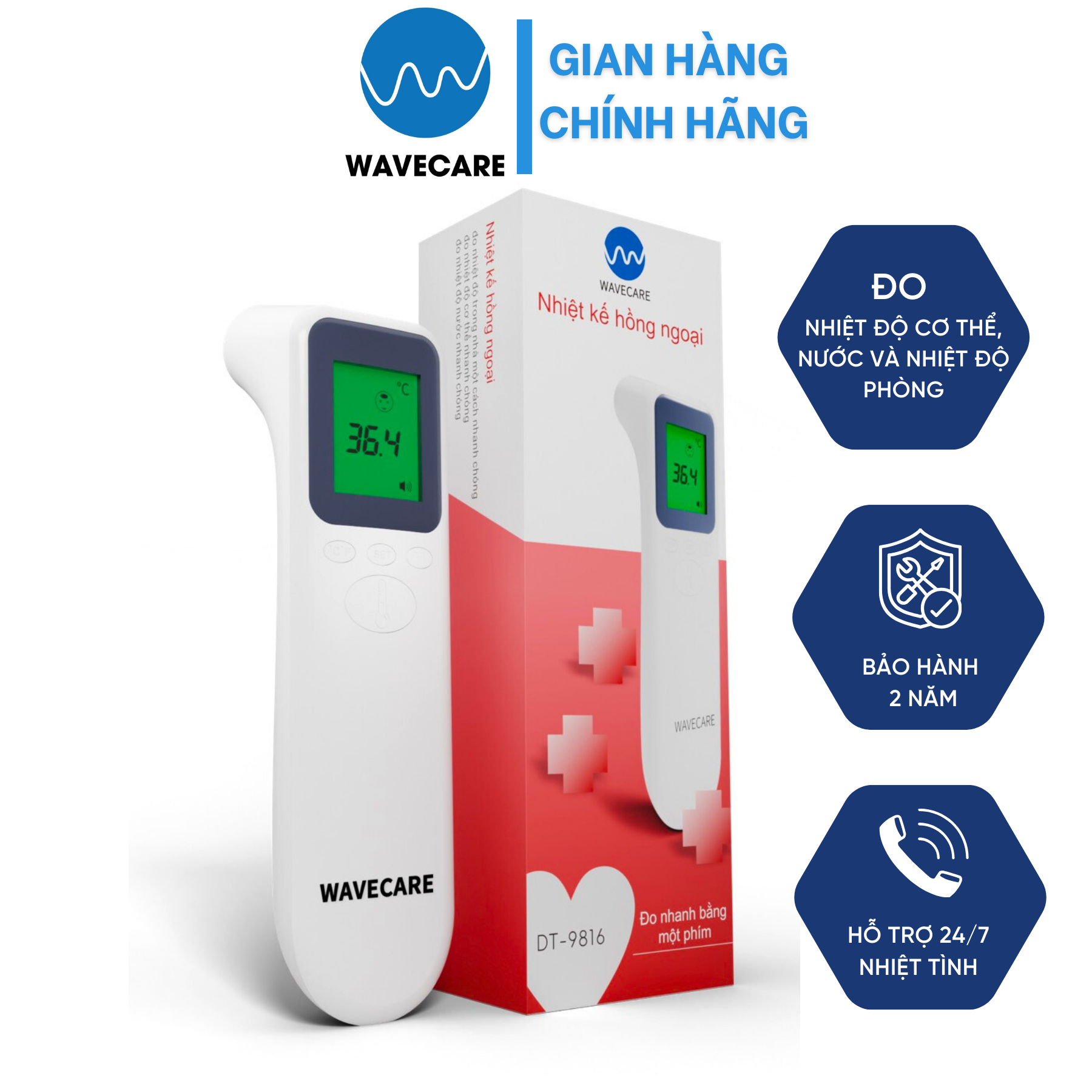 Nhiệt Kế Điện Tử Hồng Ngoại Đo Trán Chính Hãng Wavecare