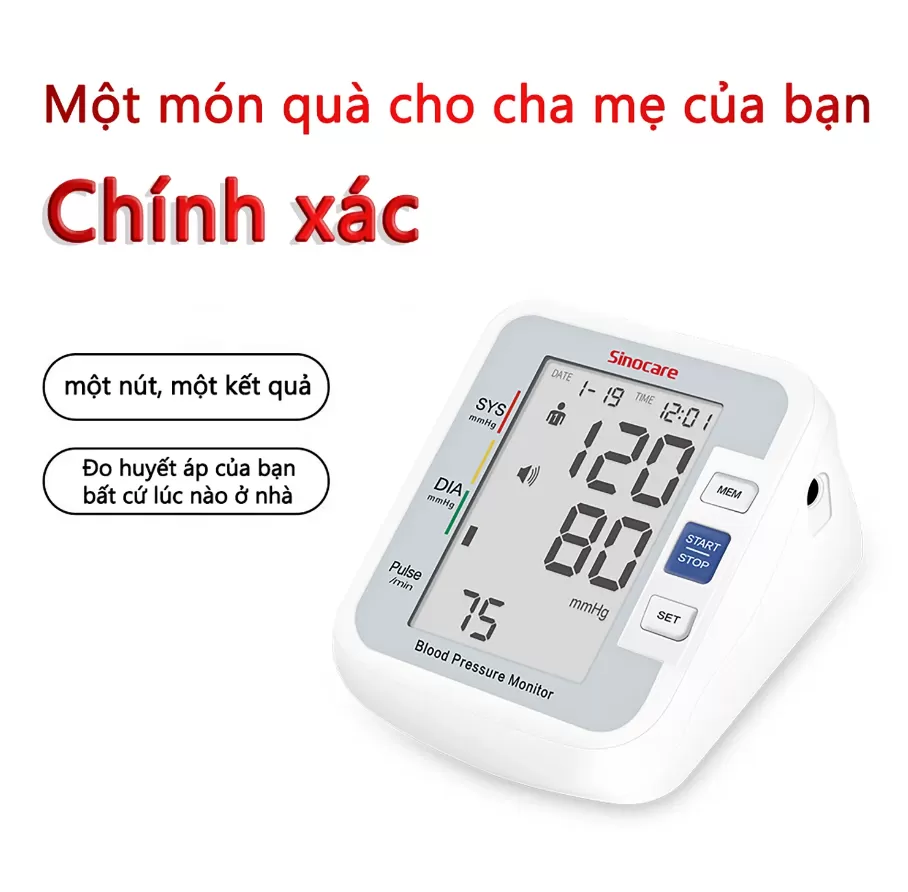 Máy đo huyết áp Sinocare BA-801 Chính Hãng ( Giọng nói Tiếng Việt)