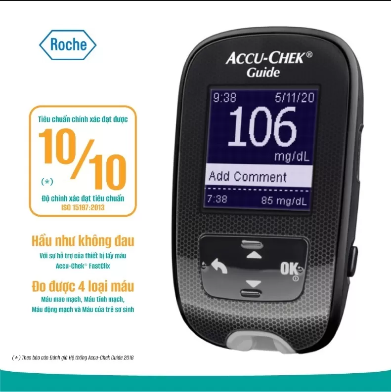 Hướng dẫn sử dụng máy đo đường huyết Accu Chek Guide