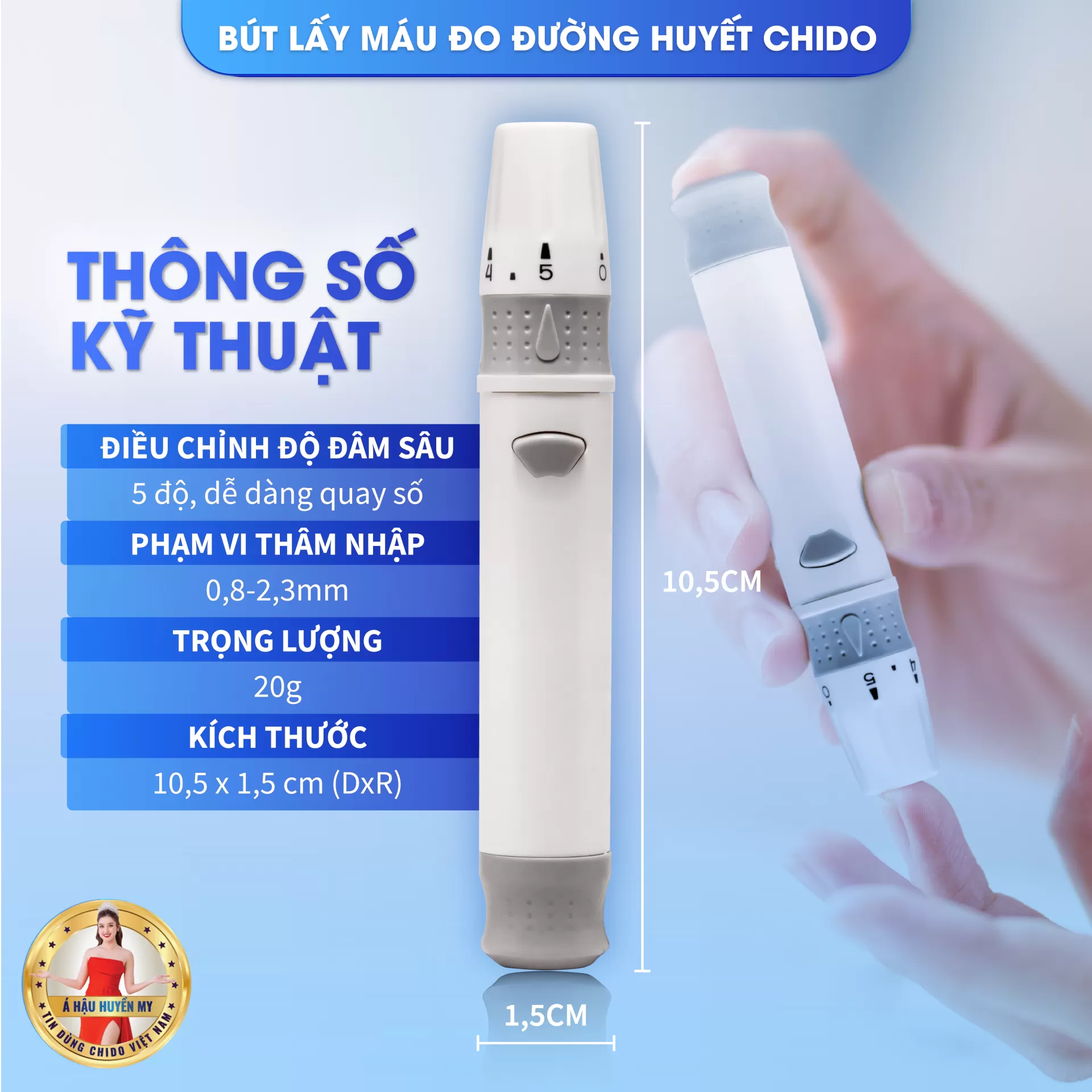 Máy đo đường huyết test thử tiểu đường Chido công nghệ Nhật Bản độ chính xác cao-Hàng chính hãng