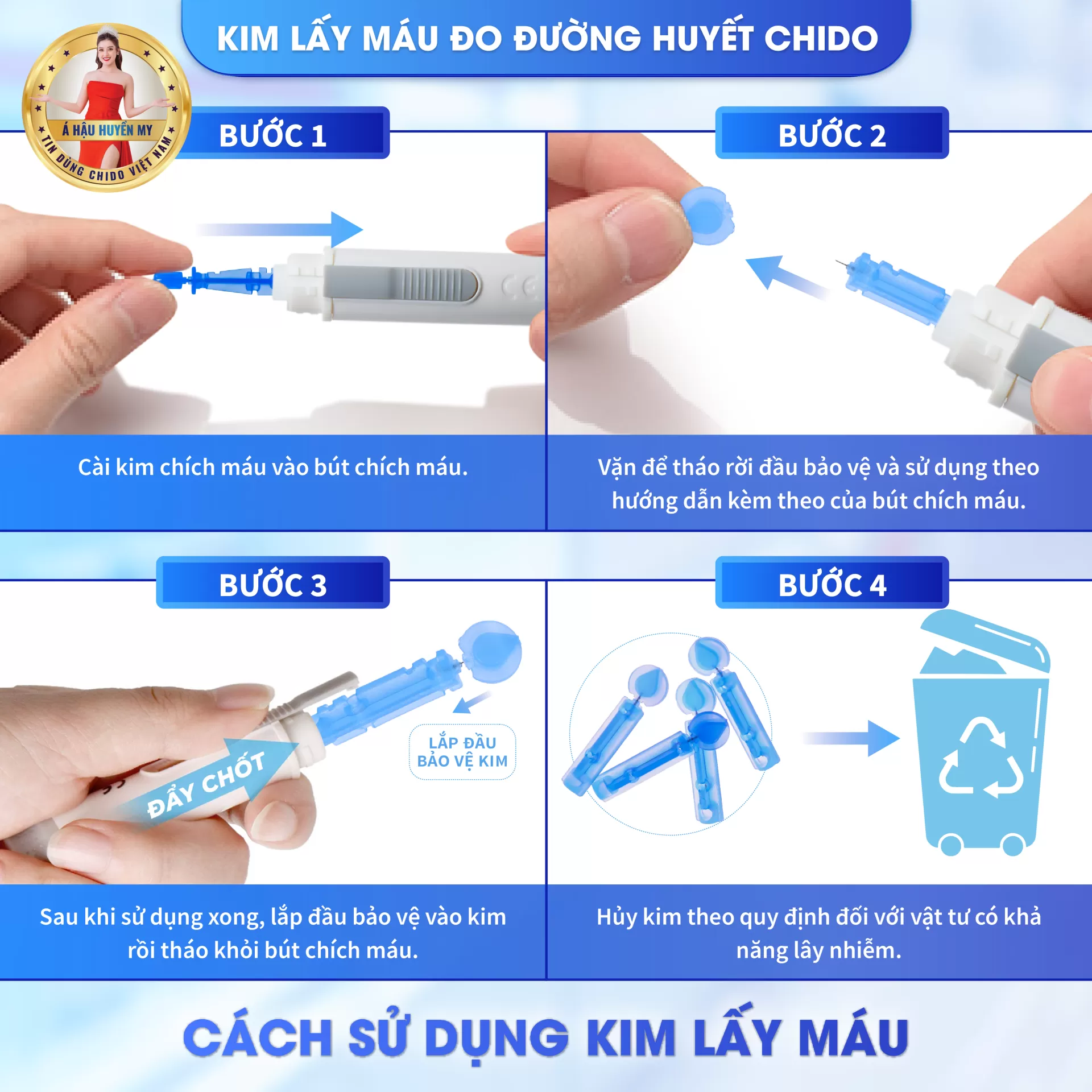 Máy đo đường huyết test thử tiểu đường Chido công nghệ Nhật Bản độ chính xác cao-Hàng chính hãng